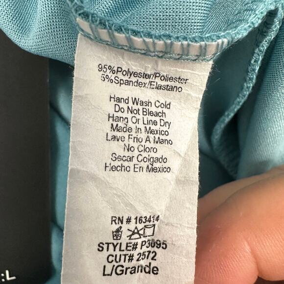 Saints 21 Wide Leg Trouser Pants Women's L Teal Blue High Waist Stretch Pull-On - Picture 4 of 9